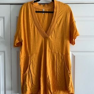 Free People Beach Orange Short Sleeve Romper with Pockets, Women's Size XS